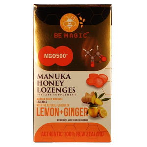 Be Magic Manuka Honey with Lemon& Ginger Lozenges, (15 lozenges per Box)