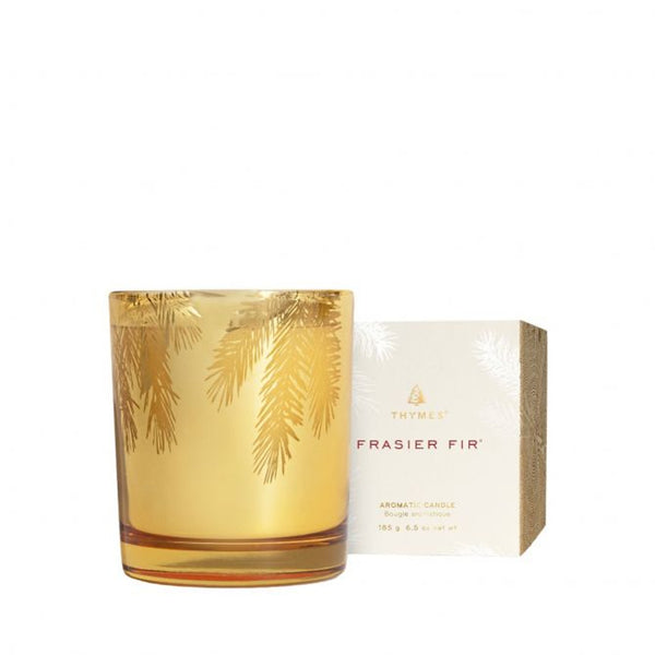 Thymes Frasier Fir Poured Candle Tin, with Gold Lid, 6.5oz