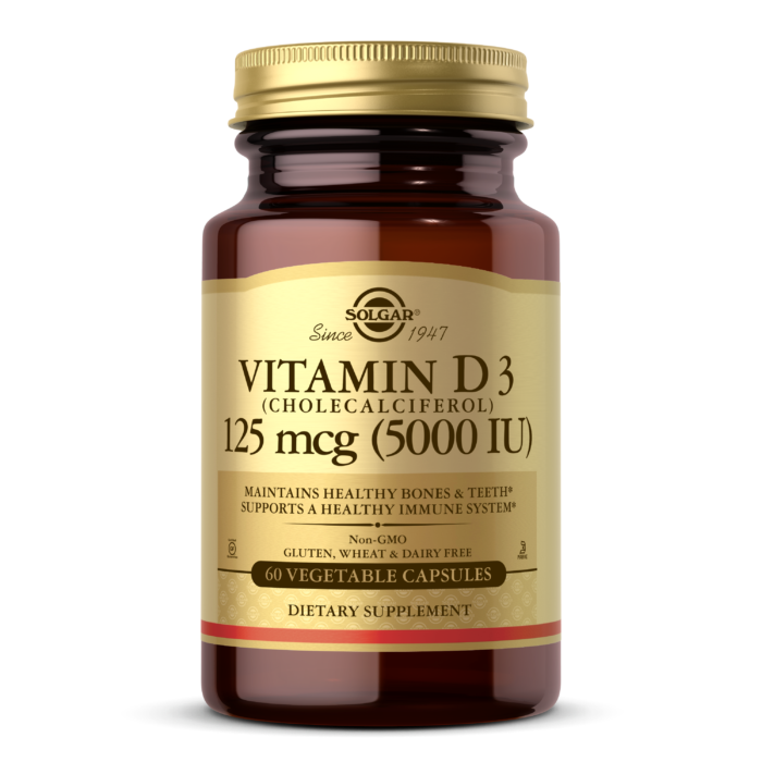 SOLGAR VITAMIN D3 (CHOLECALCIFEROL) 125 MCG (5,000 IU) VEGETABLE CAPSULES