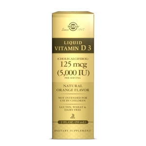SOLGAR LIQUID VITAMIN D3 (CHOLECALCIFEROL) 125 MCG (5,000 IU) – NATURAL ORANGE FLAVOR