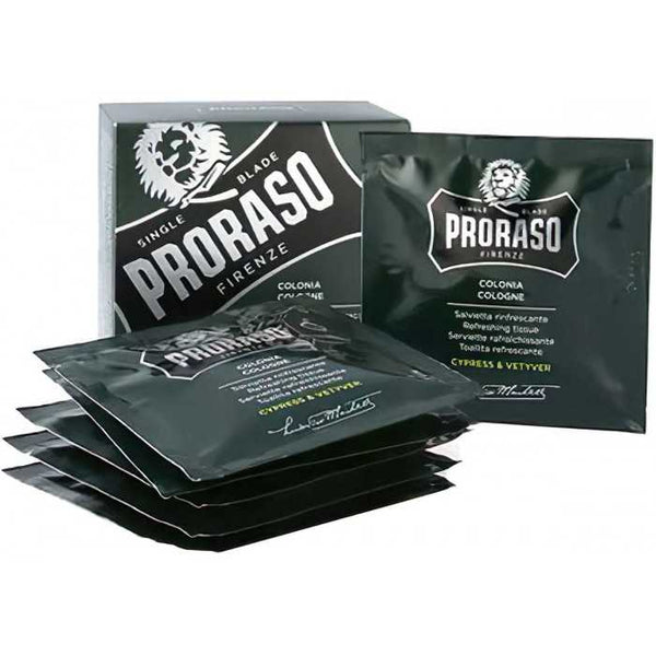 Proraso Single Blade Cypress Vetyver Eau De Cologne Tissues (6