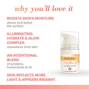 Burt's Bees Truly Glowing Reawakening Gel Eye Cream with Hydrate and Glow Complex, 0.5 Fluid Ounce