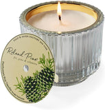 Soap & Paper Factory Roland Pine Candle, 6 oz, Silver & Gold Ribbed Glass, Single-Wick Soy