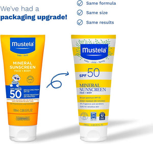 Mustela Baby Mineral Sunscreen SPF 50 for Sensitive Skin, Fragrance Free, Non-Nano Sun Lotion, Water Resistant