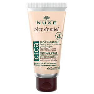 Nuxe Rêve de Miel Cica Hand Cream Instant Relief Moisturizing Lotion for Dry Cracked Hands with Shea Butter, Honey & Centella Asiatica, 1.7 fl oz