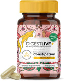 DigestLive Women's Constipation Relief Laxative for Travel, 30 Capsules,100% Herbal Stool Softener - Female Gentle Natural Colon Cleanse, Detox, Bloating & Gas, Fast-Acting, Vegan, Gluten & GMO-Free