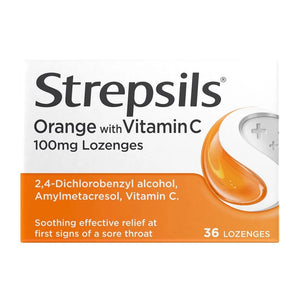 Strepsils Orange with Vitamin C Lozenges 36 count