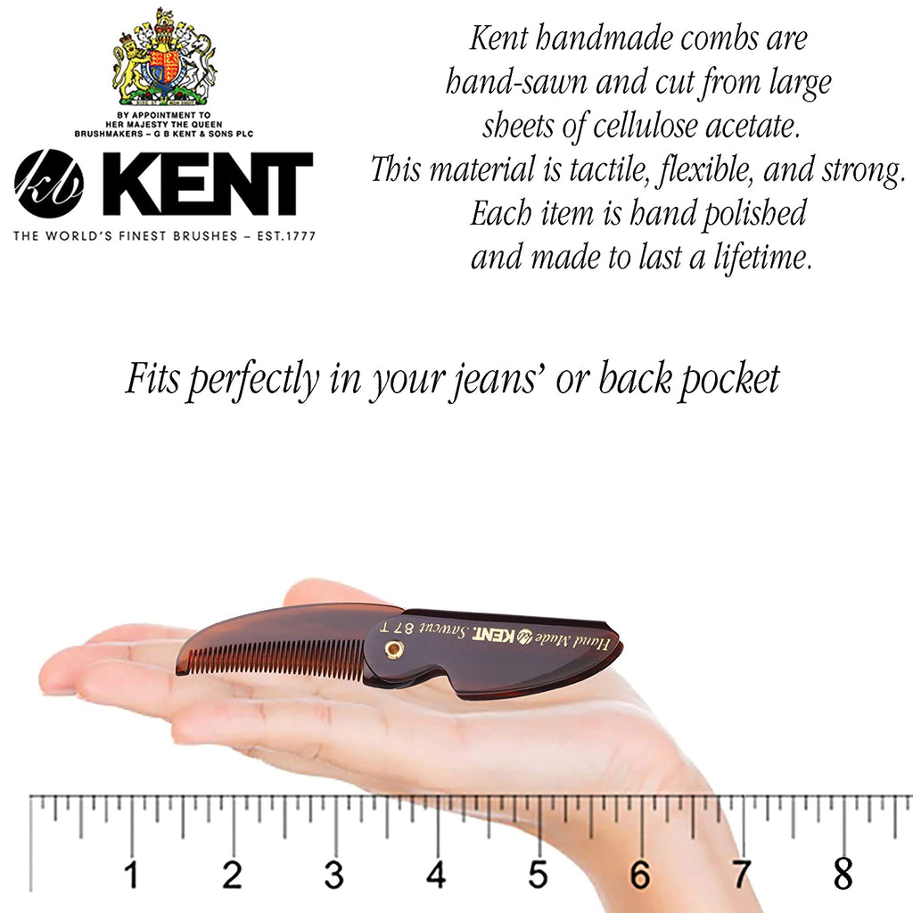 Kent 87T Handmade Folding Pocket Comb for Men