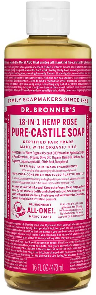 Dr. Bronner’s - Pure-Castile Liquid Soap Rose, 16 ounce