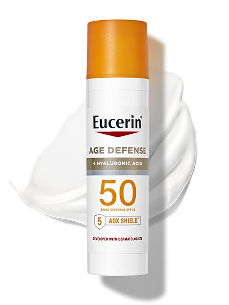 Eucerin Sun Age Defense SPF 50 Face Sunscreen Lotion with hyaluronic acid, 2.5 Fl Oz Bottle