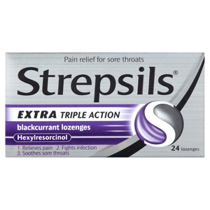 Strepsils Extra Triple Action Blackcurrant Lozenges