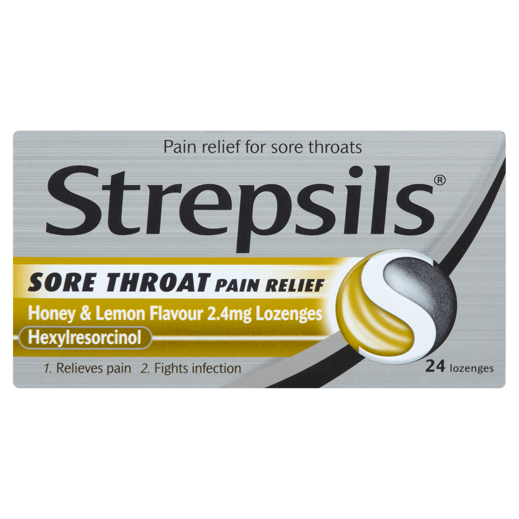 Strepsils Sore Throat Pain Relief Honey & Lemon Flavour 2.4mg Lozenges