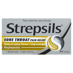 Strepsils Sore Throat Pain Relief Honey & Lemon Flavour 2.4mg Lozenges