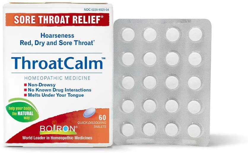 Boiron Throatcalm Tablets for Sore Throat Relief, 60 Count