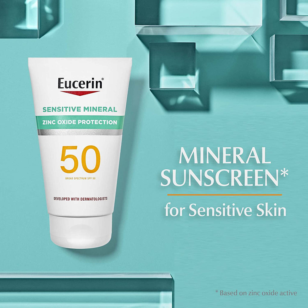 Eucerin Sun Sensitive Mineral Sunscreen Lotion SPF 50 With Zinc Oxide Protection, 4 Fl Oz Tube
