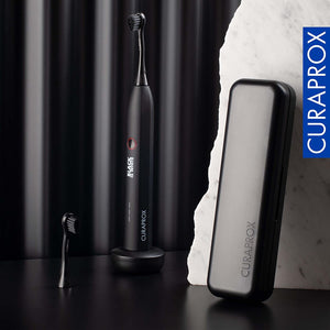 Curaprox Black is White Black Electric Toothbrush with 2 Carbon-Coated Toothbrush Heads
