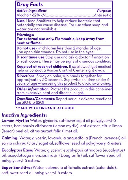 California Baby Hand sanitizer Natural Lemon Myrtle 2 oz