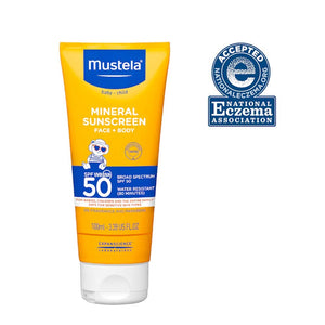Mustela Baby Mineral Sunscreen SPF 50 for Sensitive Skin, Fragrance Free, Non-Nano Sun Lotion, Water Resistant