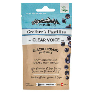 Grether's Pastilles Blackcurrant  Sugar-free Sachet Vegan 30 Soft Pastilles