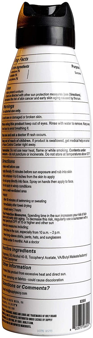 Hurley Water Resistant Sunscreen for Kids and Families, SPF 30 5.5 oz. Spray