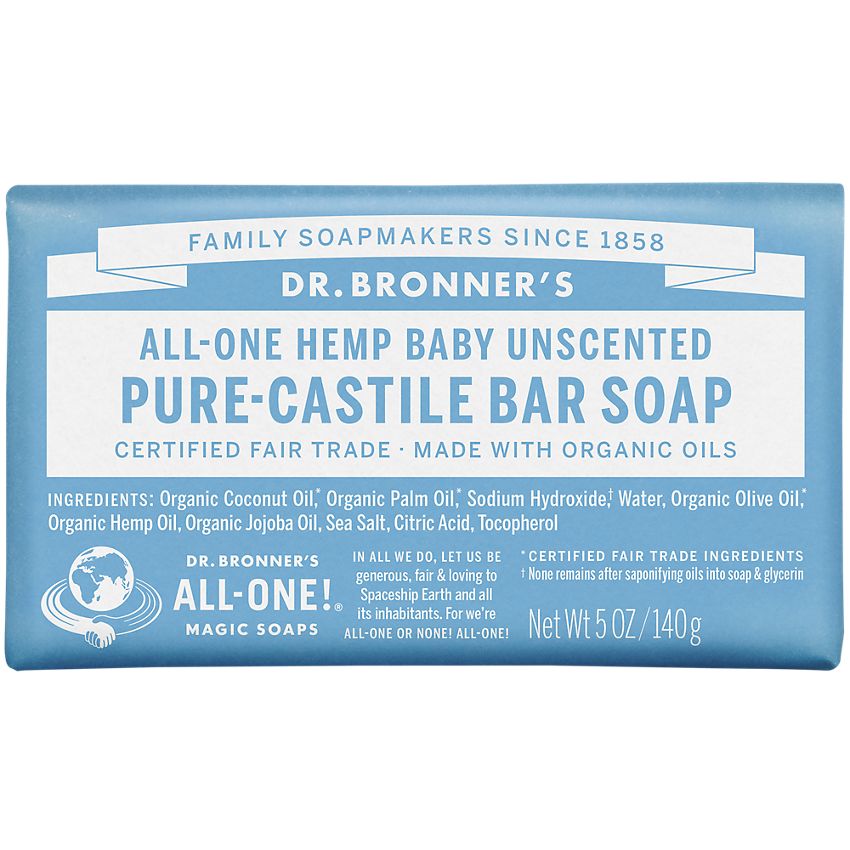 Dr. Bronner's All-One Hemp Baby Unscented Castile Bar Soap 5 oz