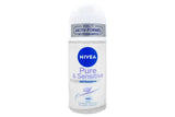 Nivea Pure & Sensitive Invisible 48h Antiperspirant Roll-on Deodorant 50ml