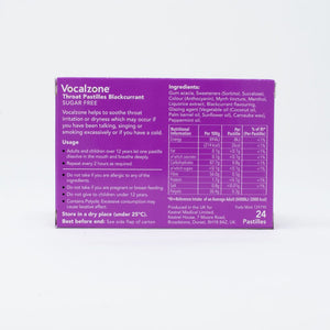 Vocalzone Throat Pastilles - Blackcurrant Sugar Free