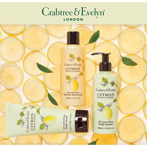 Crabtree & Evelyn Citron Bath and Body Care Collection Three Piece Set Full Size Products