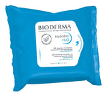 Bioderma Hydrabio H2O Wipes - Cleansing and Make-up removing micellar wipes - Dehydrated Skin, 25 ct.