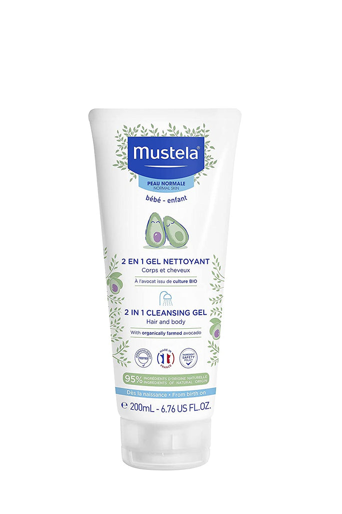 Mustela 2 in 1 Cleansing Gel, Baby Body & Hair Cleanser for Normal Skin,6.76 Fl Oz