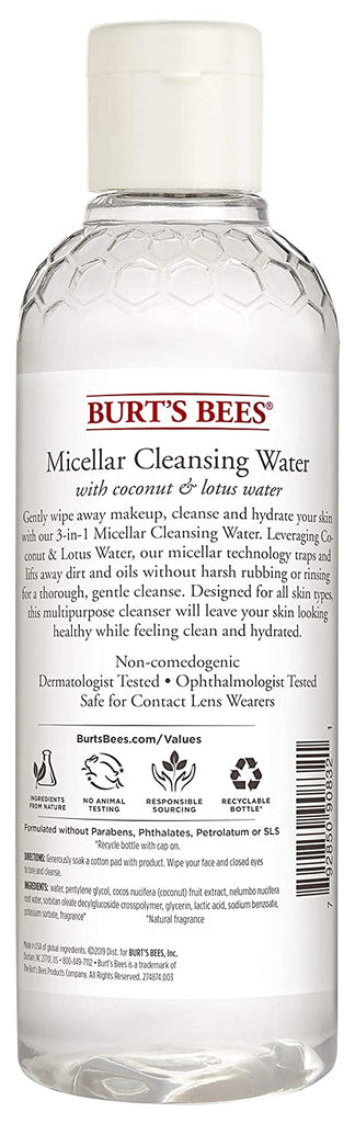 Burt's Bees Micellar Cleansing Water with Coconut & Lotus Extract, 8 oz.