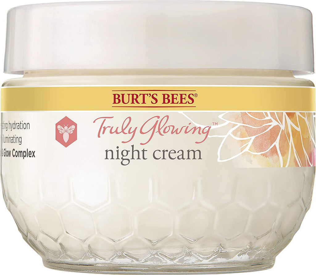 Burt's Bees Truly Glowing Replenishing Night Face Cream, Moisturizer 1.8 oz.